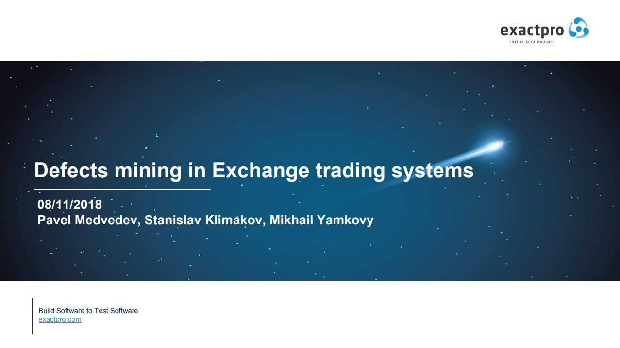 Defects mining in Exchange trading systems